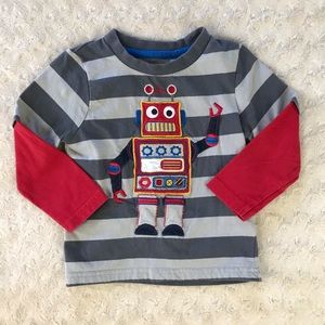 Tu Robot Shirt 1-1 1/2 years Gray Stripes Red